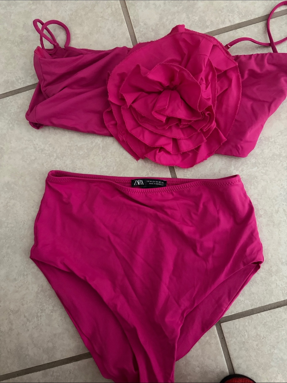 Zara Bright Fuchsia Two-Piece Bikini with Rosette Detail